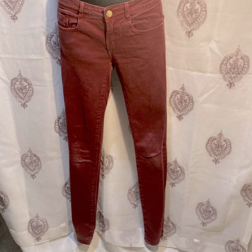 ZARA TRAFALUC CRANBERRY SKINNY JEANS SZ 2